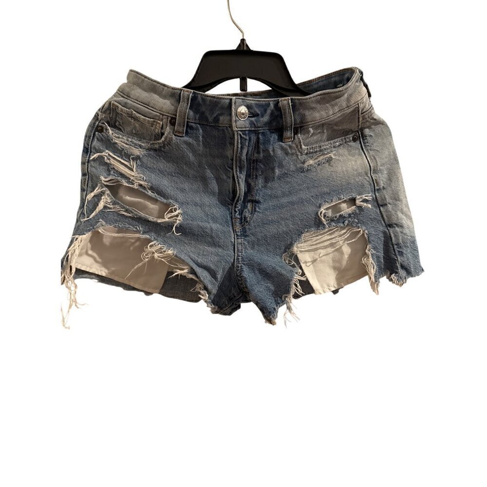 Women's American Eagle 1977 Denim Distress Shorts Medium Wash Comfort Size 2
